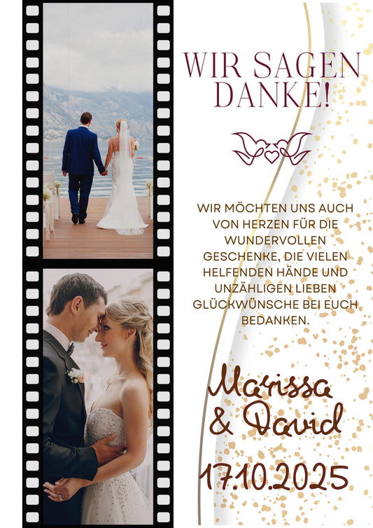 Wir sagen Danke – Magnetkarte mit Foto & persönlichem Text Retro Style