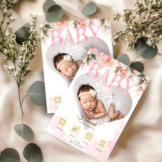 Willkommen, kleines Wunder – Magnetkarte zur Geburt 10x14 Heart Style