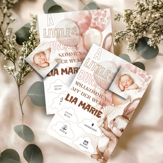 Willkommen, kleines Wunder – Karte mit Magnet Bunny Style