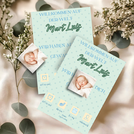 Willkommen, kleines Wunder – Karte mit Magnet Green Style