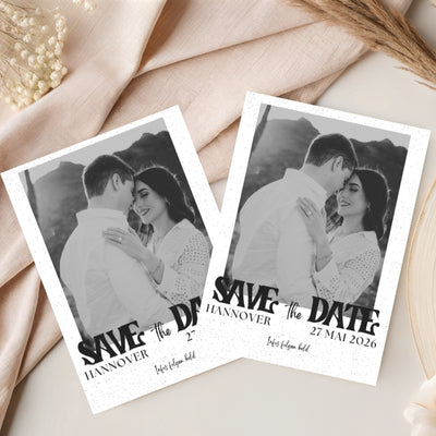 Magnetische Save-the-Date Karte – Personalisiert mit eurem Foto Instax Style
