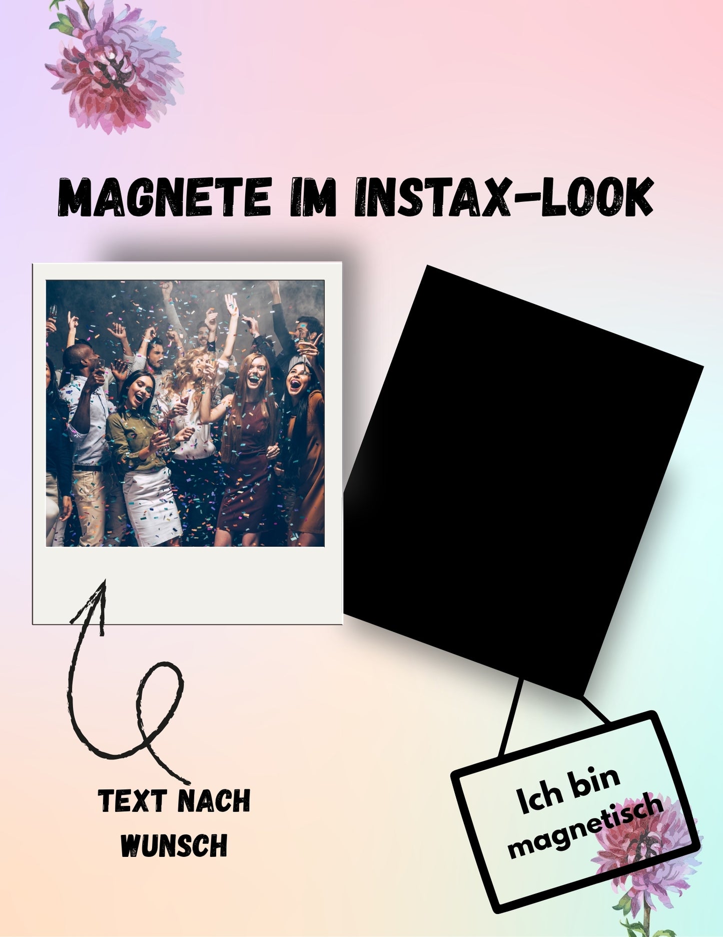 Personalisierter Magnet Karte INSTAX Style 9x12 cm