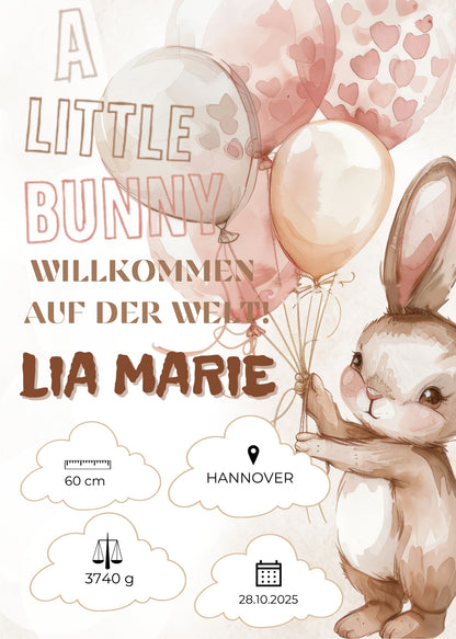 Willkommen, kleines Wunder – Karte mit Magnet Bunny Style