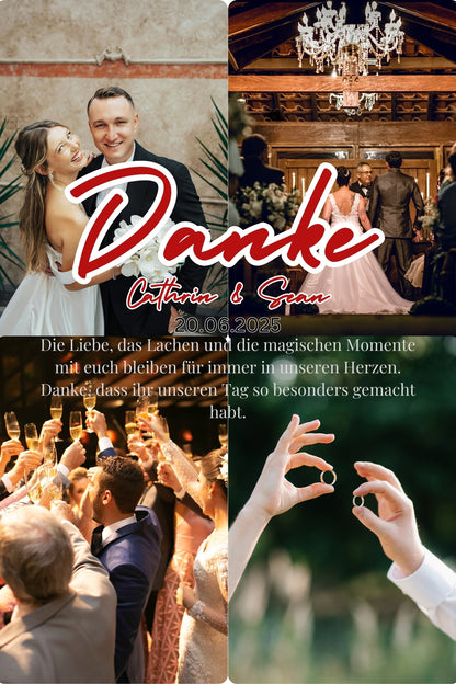 Wir sagen Danke – Magnetkarte mit Foto & persönlichem Text 4 Fotos Style