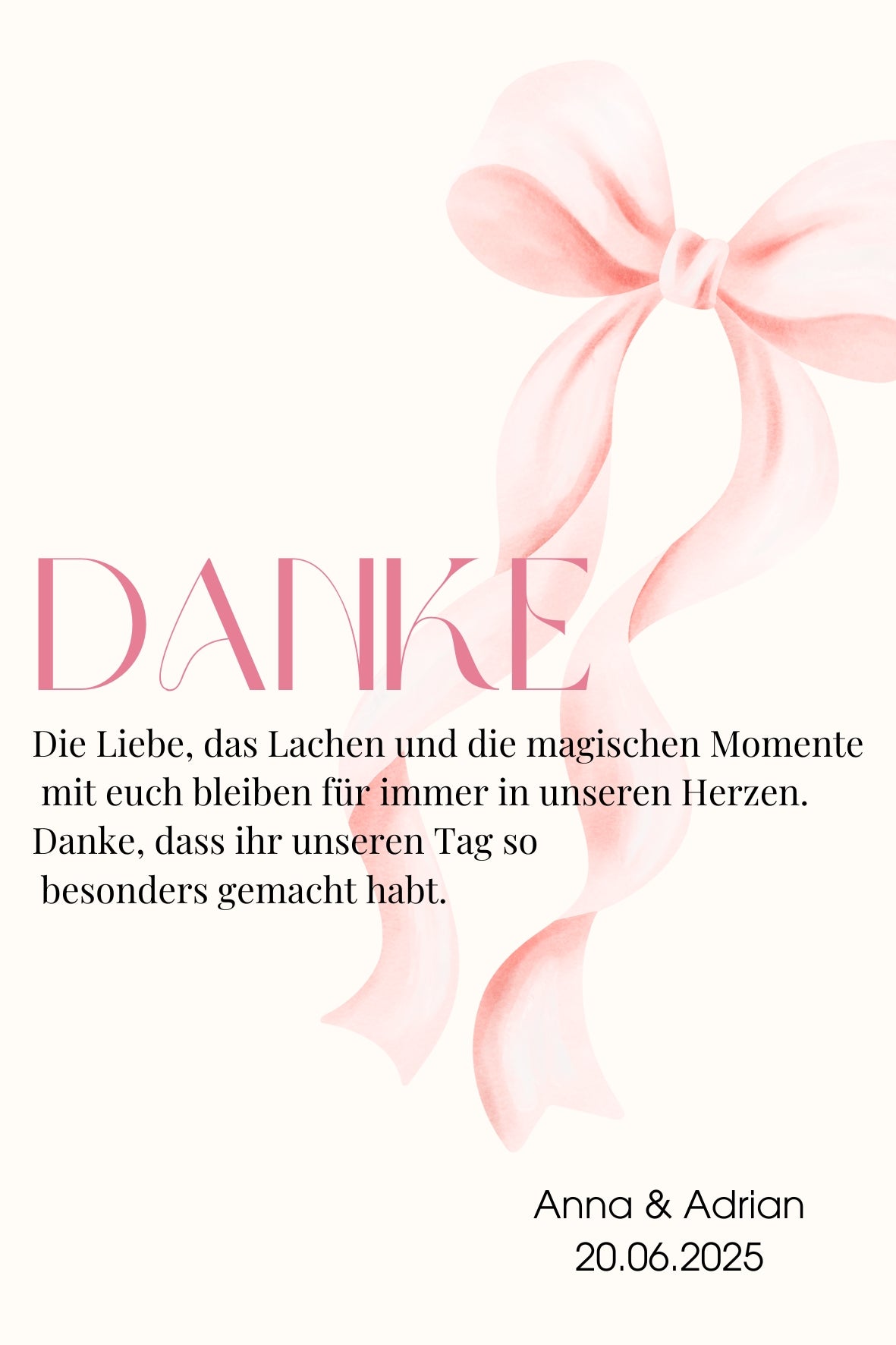 Wir sagen Danke – Magnetkarte mit Foto & persönlichem Text Pink Style