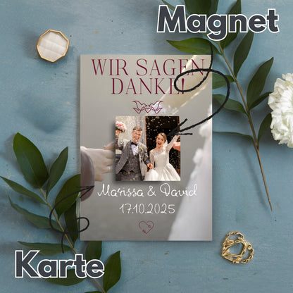 Wir sagen Danke Magnet auf Karte – elegant und einzigartig Shadows Style