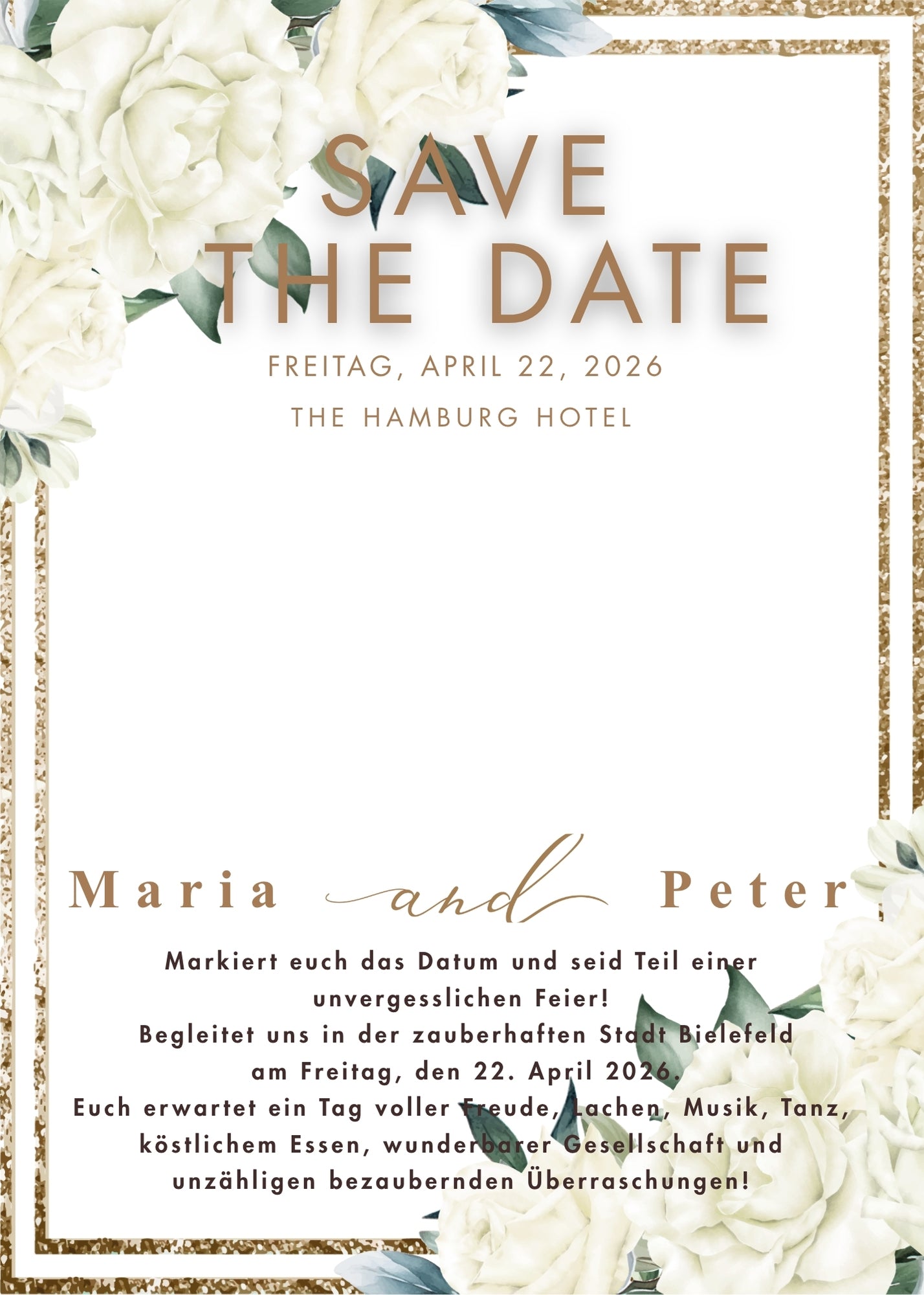 Save the Date Magnet auf Karte – elegant und einzigartig Gold Style