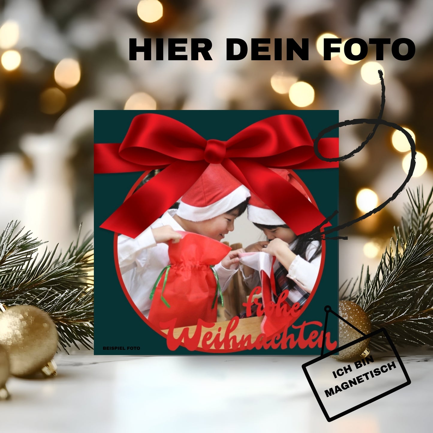 Weihnachts-Fotomagnet 50×50 mm – Persönlich, festlich & unvergesslich