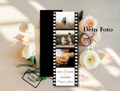 Magnetische Save-the-Date Karte – Personalisiert mit eurem Foto Film Style