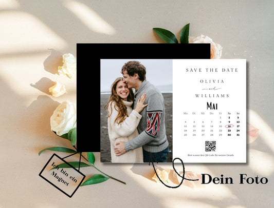 Magnetische Save-the-Date Karte – Personalisiert mit eurem Foto Calender style