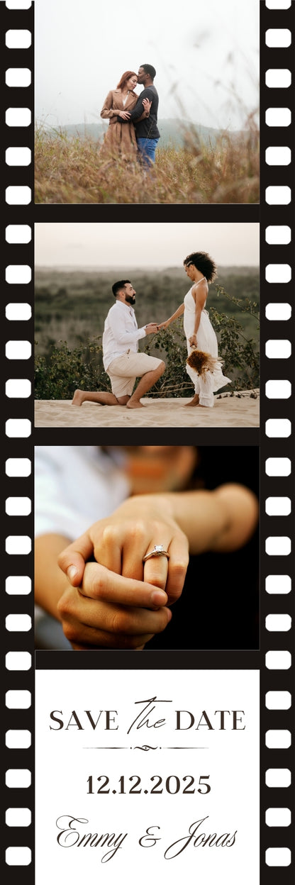 Magnetische Save-the-Date Karte – Personalisiert mit eurem Foto Film Style