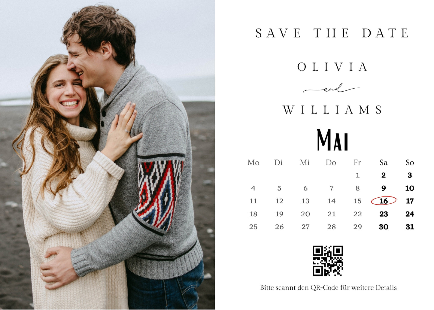Magnetische Save-the-Date Karte – Personalisiert mit eurem Foto Calender style