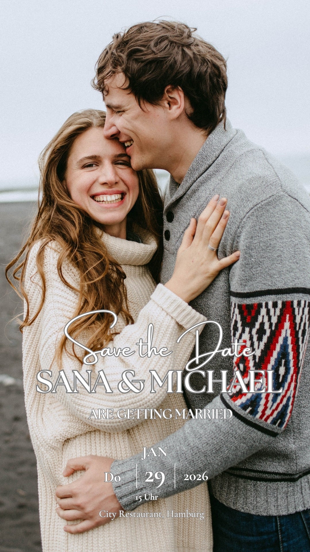 Magnetische Save-the-Date Karte – Personalisiert mit eurem Foto Long Style