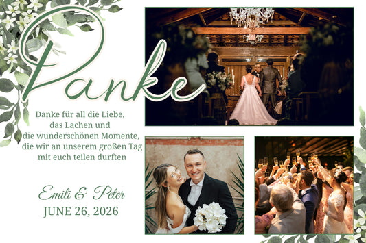 Wir sagen Danke – Magnetkarte mit Foto & persönlichem Text Grun Style