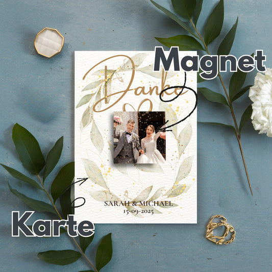 Wir sagen Danke Magnet auf Karte – elegant und einzigartig Sparkles Style