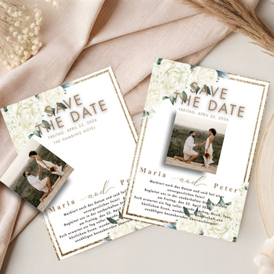 Save the Date Magnet auf Karte – elegant und einzigartig Gold Style