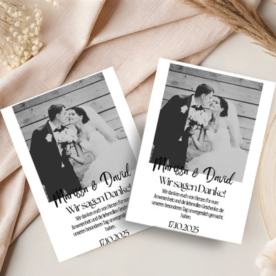 Wir sagen Danke – Magnetkarte mit Foto & persönlichem Text Black Style