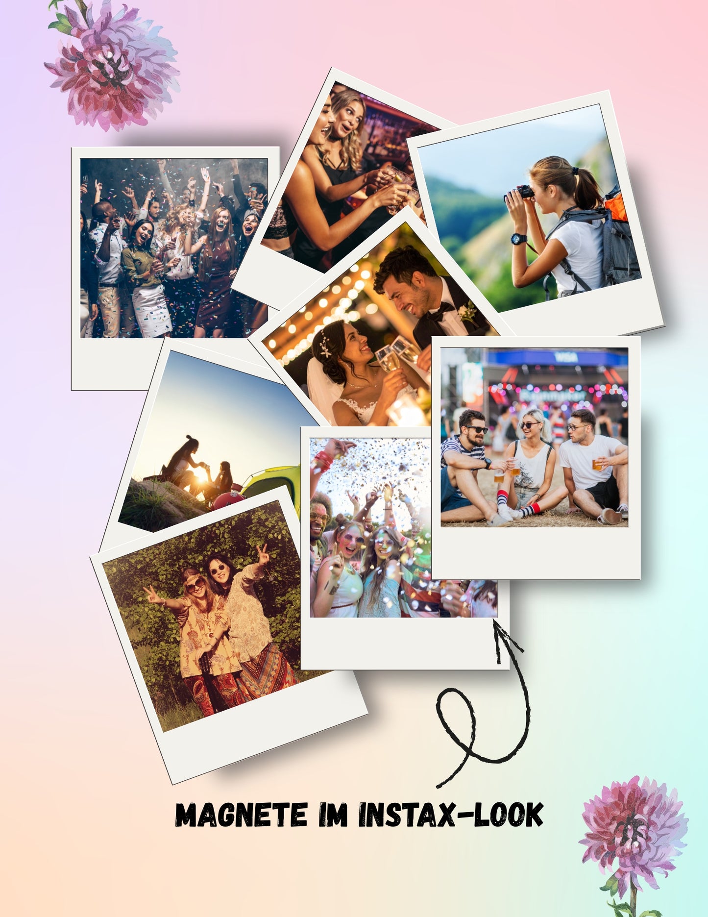 Personalisierter Magnet Karte INSTAX Style 9x12 cm