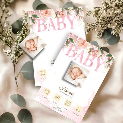 Willkommen, kleines Wunder – Karte mit Magnet Rose Style