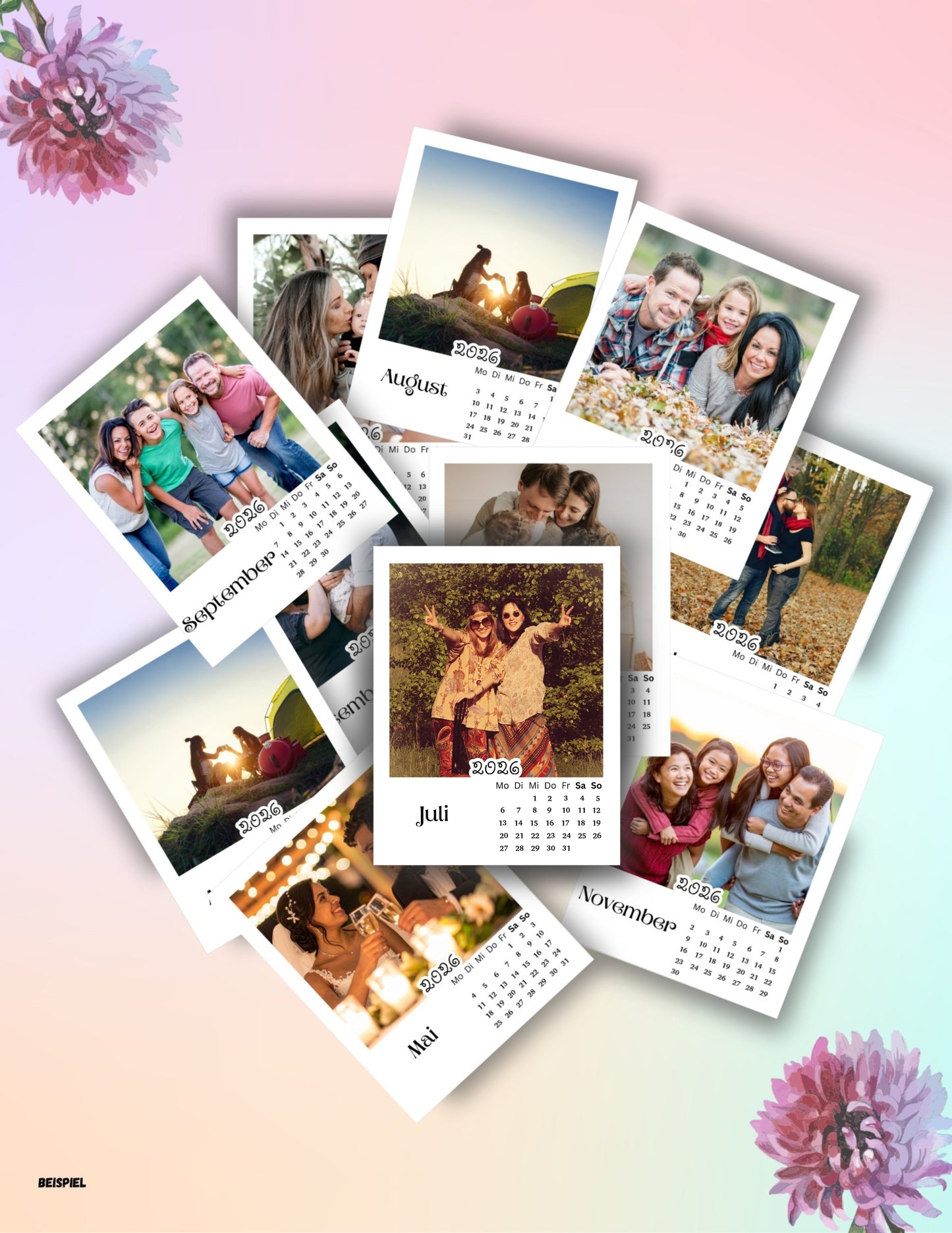 Instax Monatskalender 2026 – 12 Karten 90mm x 120mm. Für deine schönsten Momente