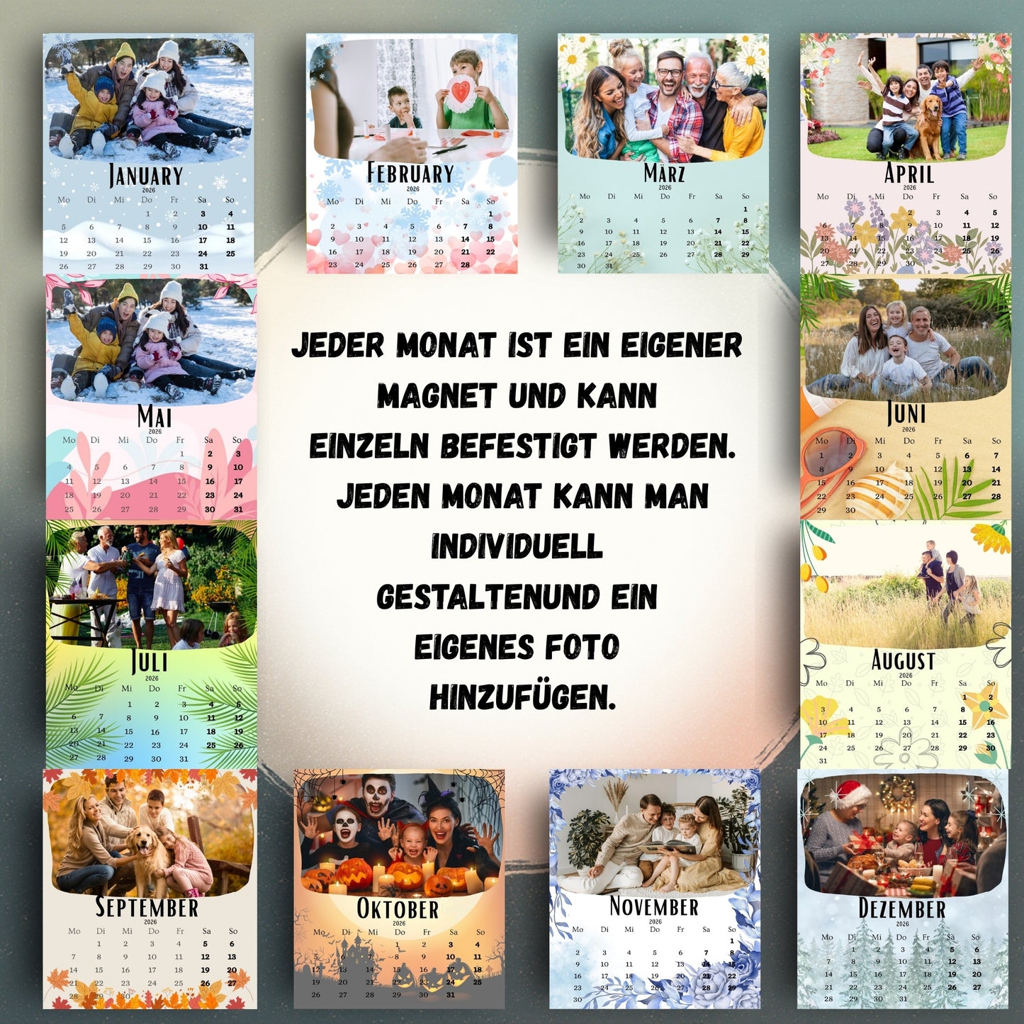 Magnetischer Monatskalender – 12 Magnetkarten. Jeder Monat ein Highlight