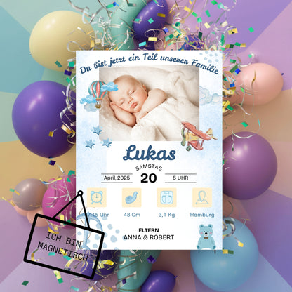 Willkommen, kleines Wunder – Magnetkarte zur Geburt Plane Style