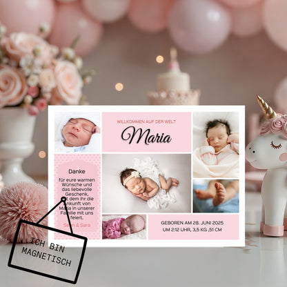 Willkommen, kleines Wunder – Magnetische Grußkarte zur Geburt Pastel Style