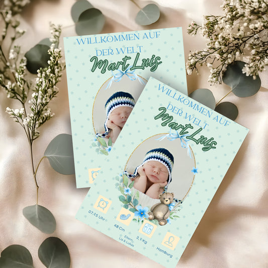 Willkommen, kleines Wunder – Magnetkarte zur Geburt Bear Style