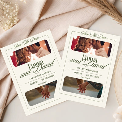 Magnetische Save-the-Date Karte – Personalisiert mit eurem Foto Film Style