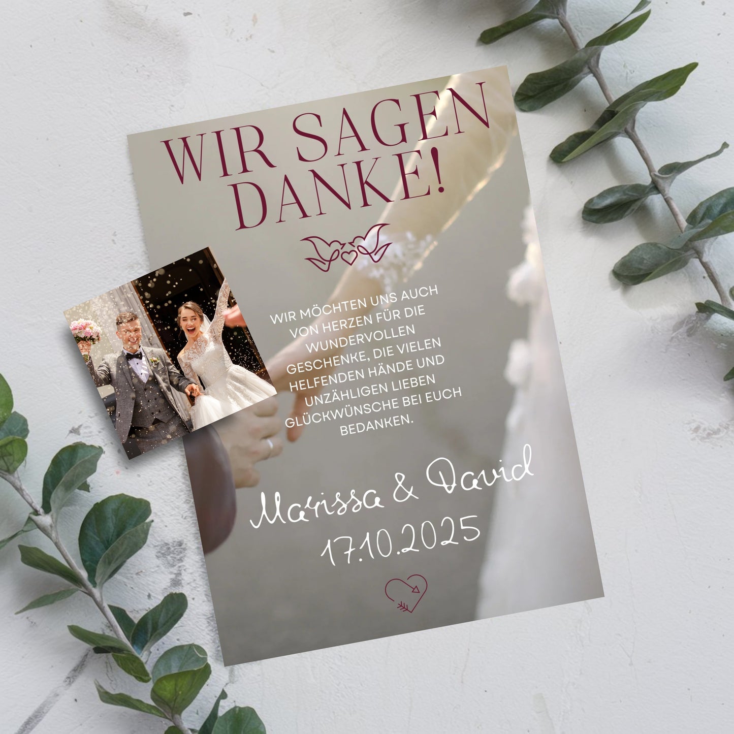 Wir sagen Danke Magnet auf Karte – elegant und einzigartig Shadows Style