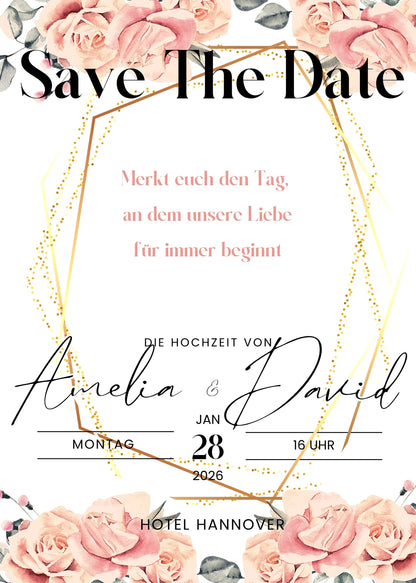 Save the Date Magnet auf Karte – elegant und einzigartig Tee Style