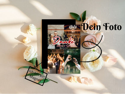 Wir sagen Danke – Magnetkarte mit Foto & persönlichem Text 4 Fotos Style